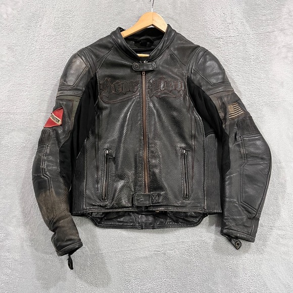 VTG Scorpion EXO Skeletal Jacket S Padded Leather Motorcycle Riding‎ Black - Picture 1 of 16